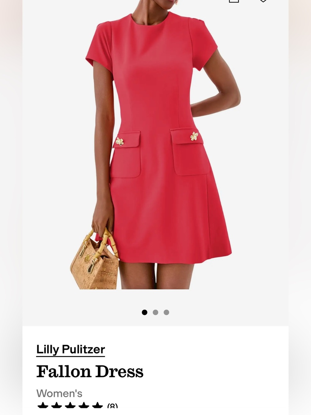 Lilly Pulitzer Short-Sleeve Mini Dress in Coral Red NWT.